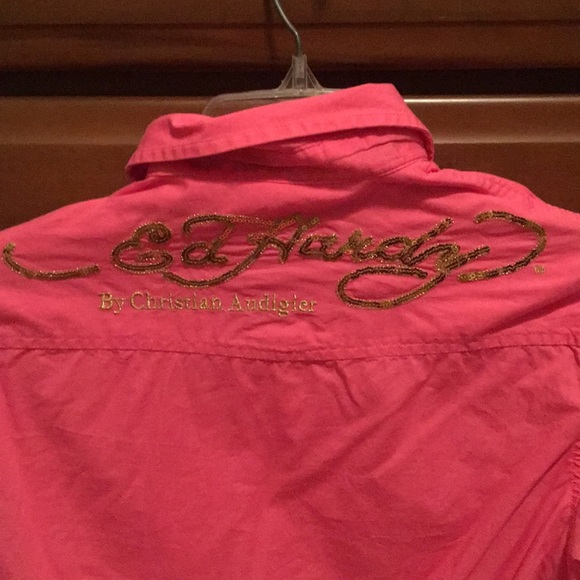 Pink Ed Hardy Button Down - Picture 1 of 4